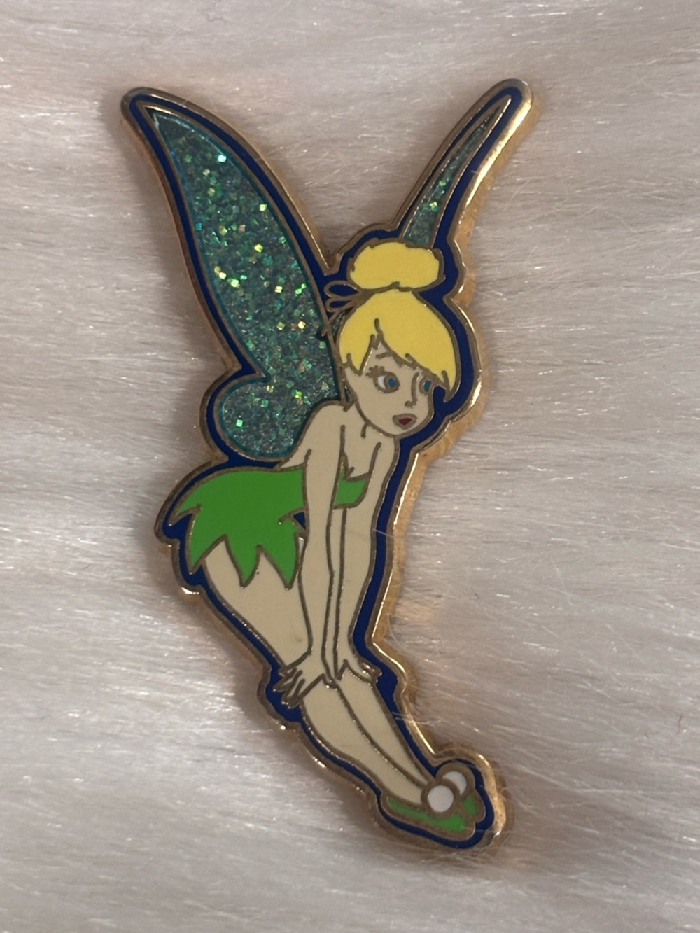 2004 DLR - Tinker Bell with Hands on Knees Disney Pin Glitter HTF